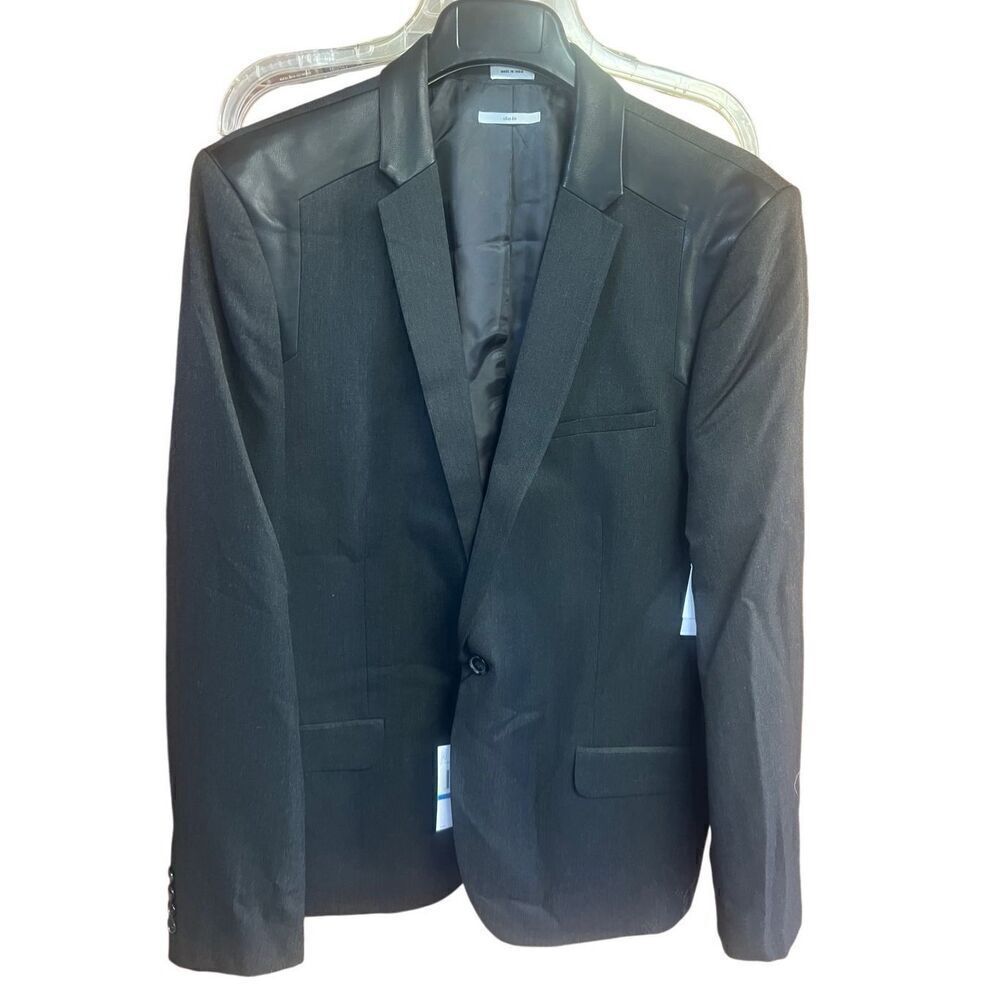 Calvin Klein Black on Black Suit Jacket Sz XL Slim Fit NWT